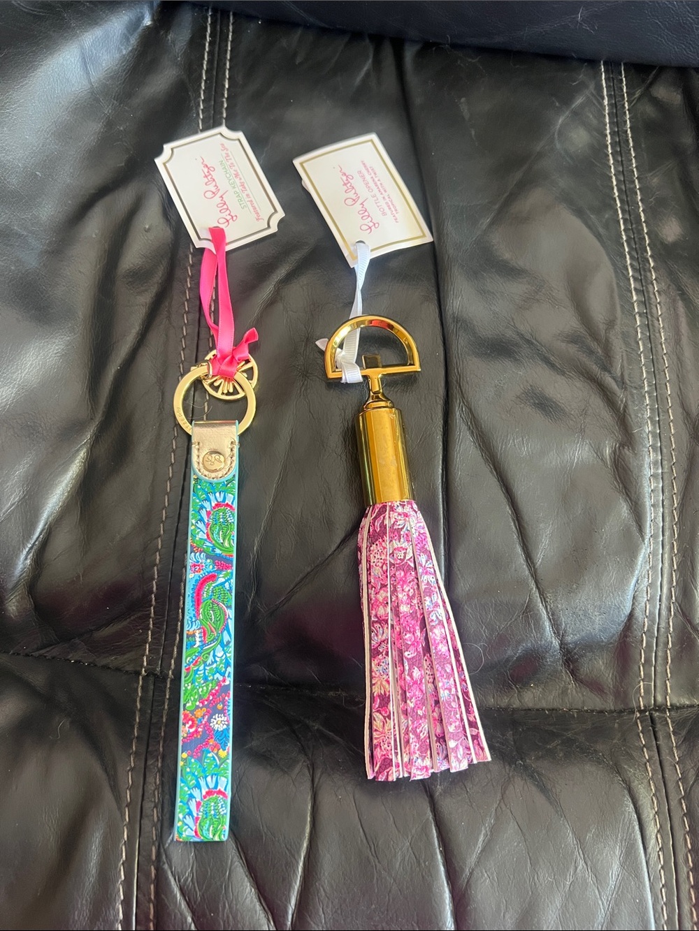 Lilly Pulitzer Pink Floral Bottle Opener & Leatherette Keychain